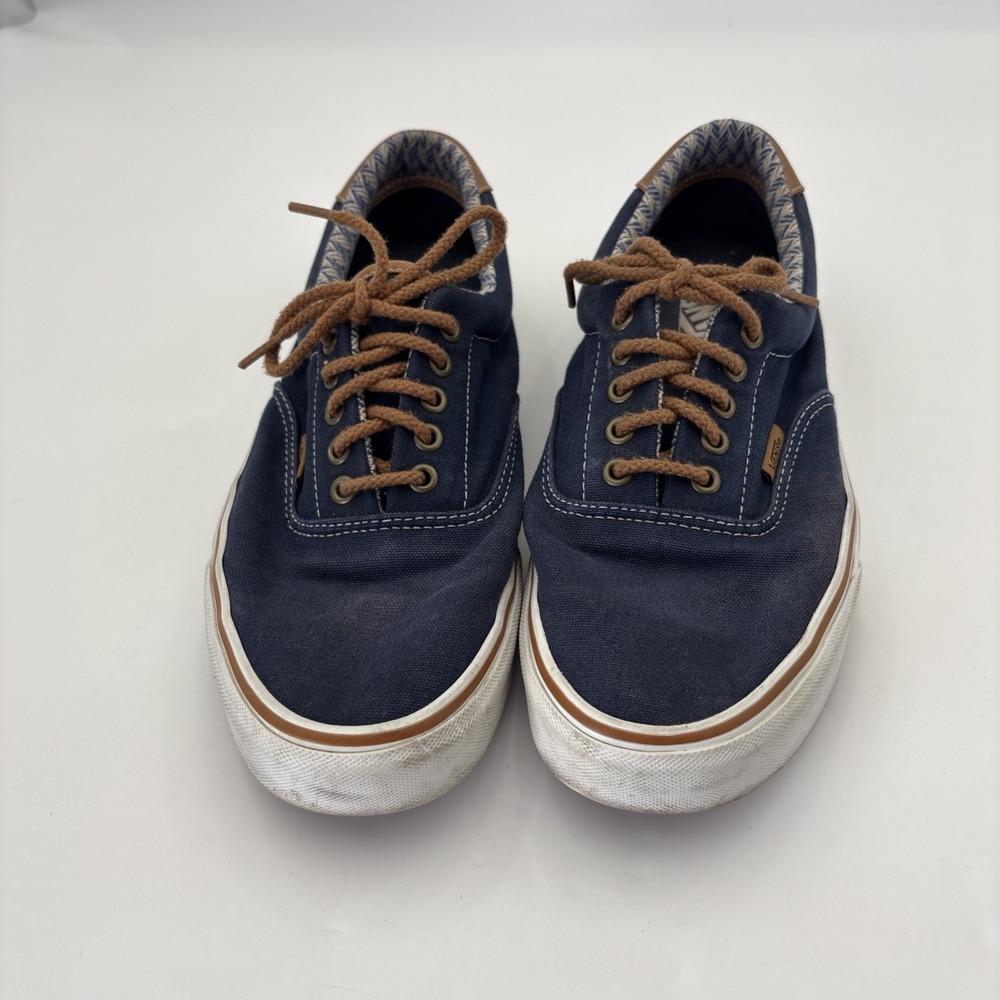 Vans Men's Size 11 Navy Canvas Boat Shoes Leather Trim Rope Laces Sneakers